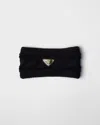 Prada Womens Black Logo-plaque Wool Headband In Black