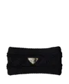Prada Womens Black Logo-plaque Wool Headband In Black