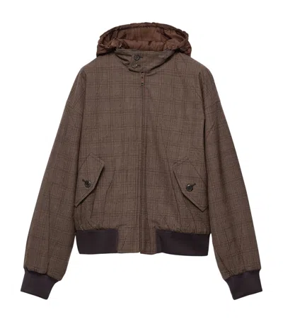 Prada Wool Hooded Jacket In Brown