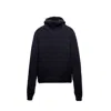Prada Wool Hooded Sweater With Ribbed Trim In Blue