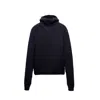 Prada Wool Hooded Sweater With Ribbed Trim In Black