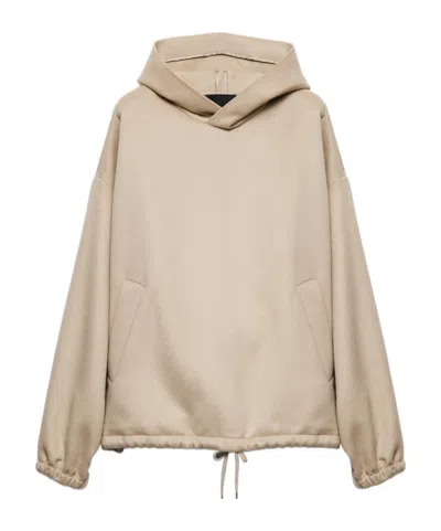 Prada Wool Hoodie In Kalkstein
