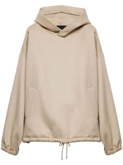 Prada Wool Hoodie In Neutrals