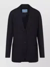 Prada Wool Jacket Notched Collar In Blue