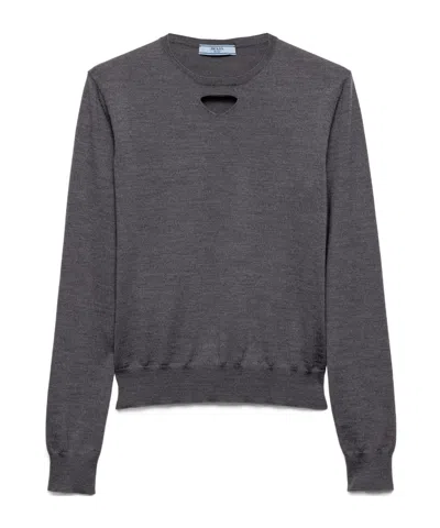 Prada Wool Jumper In Grey