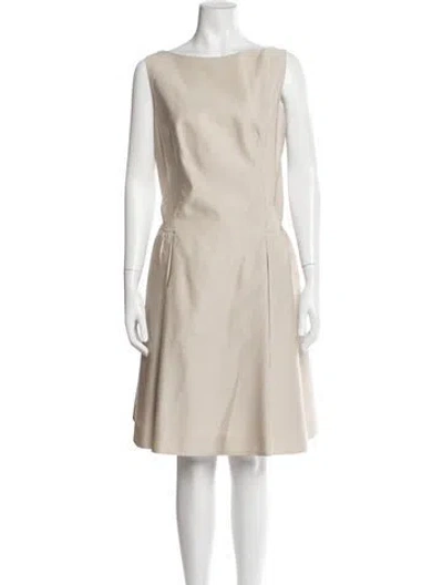 Pre-owned Prada Wool Knee-length Dress In Neutral