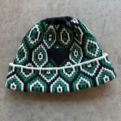 Pre-owned Prada Wool Knit Beanie Green