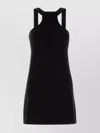 Prada Wool Knit Mini Dress Square Neckline In Black