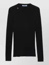 Prada Textured Wool Crewneck Sweater With Long Sleeves In Black