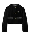 Prada Wool Leather Jacket In Black