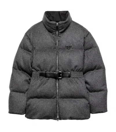 Prada Wool Loden Down Jacket In Gray