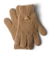 Prada Wool Logo Gloves In Brown