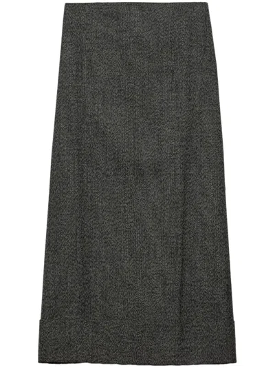 Prada Wool Long Skirt In Gray