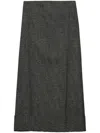 Prada Black/white Wool Weave Midi Skirt In Black