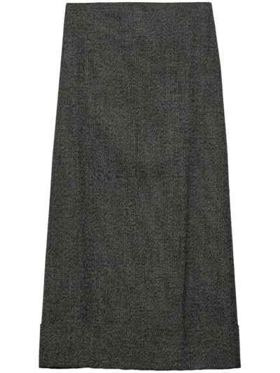 Prada Wool Long Skirt In Gray