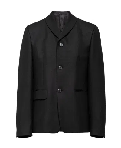 Prada Wool Long-sleeved Suit Jacket In Black