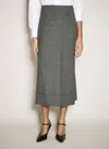 Prada Black/white Wool Weave Midi Skirt In Gray