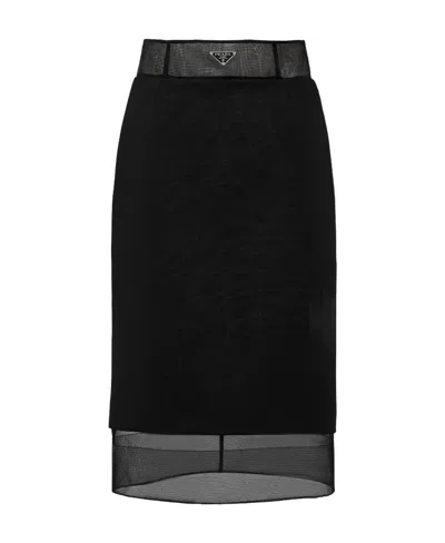 PRADA PRADA TRIANGLE-LOGO MIDI SKIRT