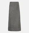 Prada Black/white Wool Weave Midi Skirt In Gray