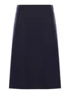 Prada Wool Midi Skirt In Blue
