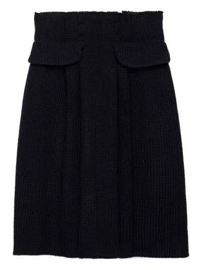 Prada ウールニット ストレートスカート In Blue