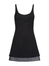 Prada Enamel Triangle-logo Wool Dress In Black