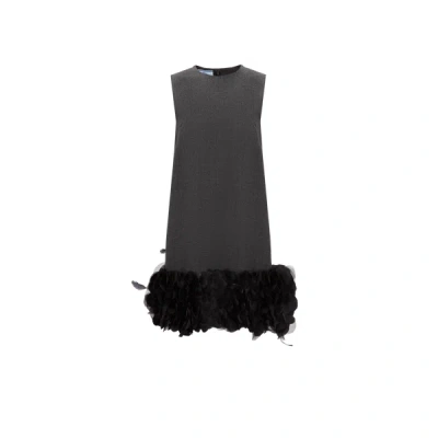 Prada Wool Mini Dress In Gray