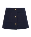 Prada Buttoned Wool-silk Twill Mini Skirt In Blue