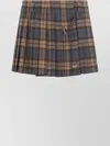Prada Womens Brown Checked Wool Twill Mini Skirt