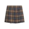Prada Pleated Plaid Wool Miniskirt In Multicolor