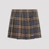 Prada Pleated Plaid Wool Miniskirt In Tabacco