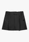 Prada Wool Mini Skirt With Vichy-pattern In Black