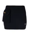 Prada Logo-patch Wool Mini Skirt In Blue