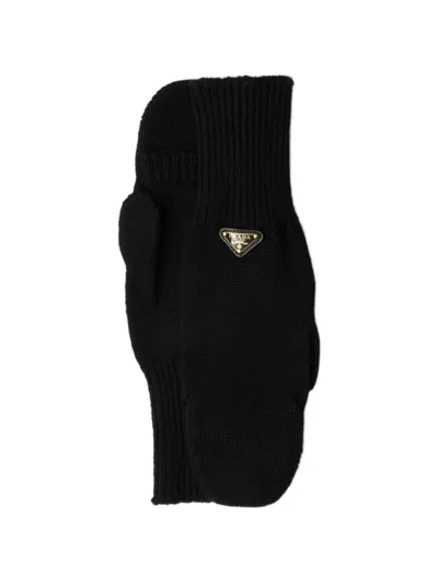 Prada Wool Mittens In Black