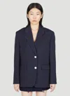 Prada Single-breasted Blazer In Navy Blue Wool In Blue