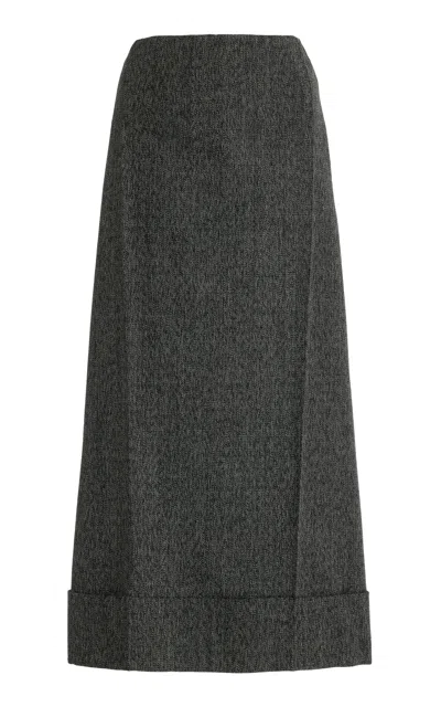 Prada Wool Mouliné Midi Skirt In Black