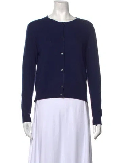 Pre-owned Prada Wool Open Front Sweater In Blue