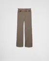 Prada Wool Pants With Printed Belt In Brown