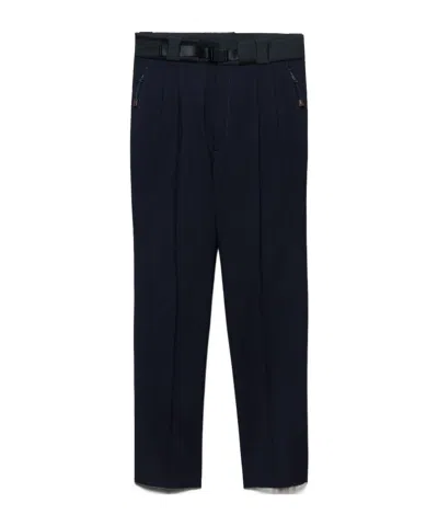Prada Wool Pants With Technical Details In Blue