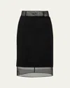 Prada Wool Pencil Midi Skirt With Crinoline In Nero