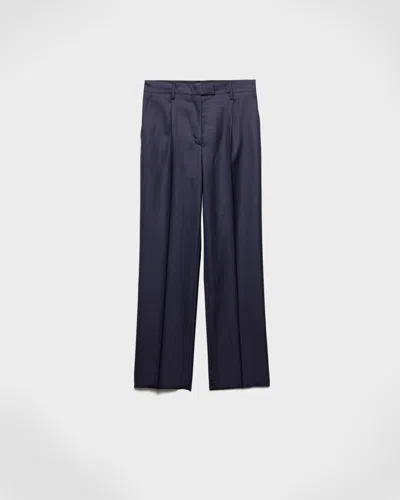 Prada Nadelstreifenhose Aus Wolle In Blau