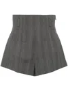Prada Embroidered Wool Shorts In Grey