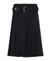 Prada Gabardine Pleated Midi Skirt In Blue