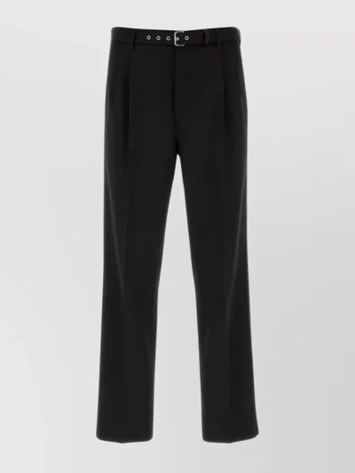 PRADA WOOL PLEATED WIDE-LEG PANTS