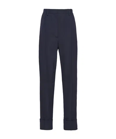 Prada Wool Pocket Casual Pants In Blue