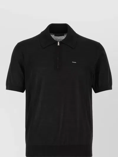 Prada Wool Polo Shirt In Black