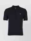 Prada Midnight Blue Wool Polo Shirt In Black