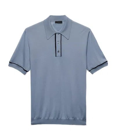 Prada Wool Polo Shirt In Blue
