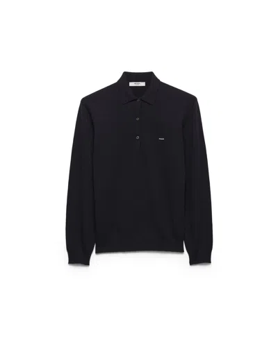 Prada Wool Polo Sweater In Black
