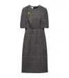 Prada Wool Prince Of Wales Midi Dress In Brown